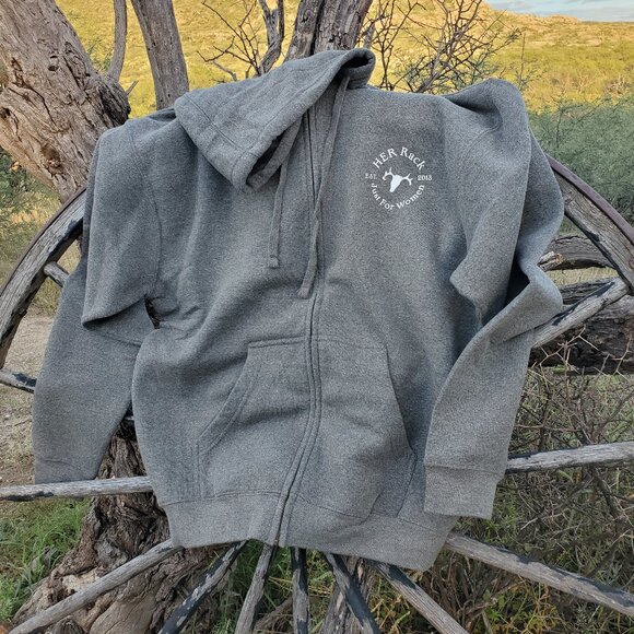 HER Rack Apparel Zip Up Hoodie Heather Grey - Picture 2 of 2